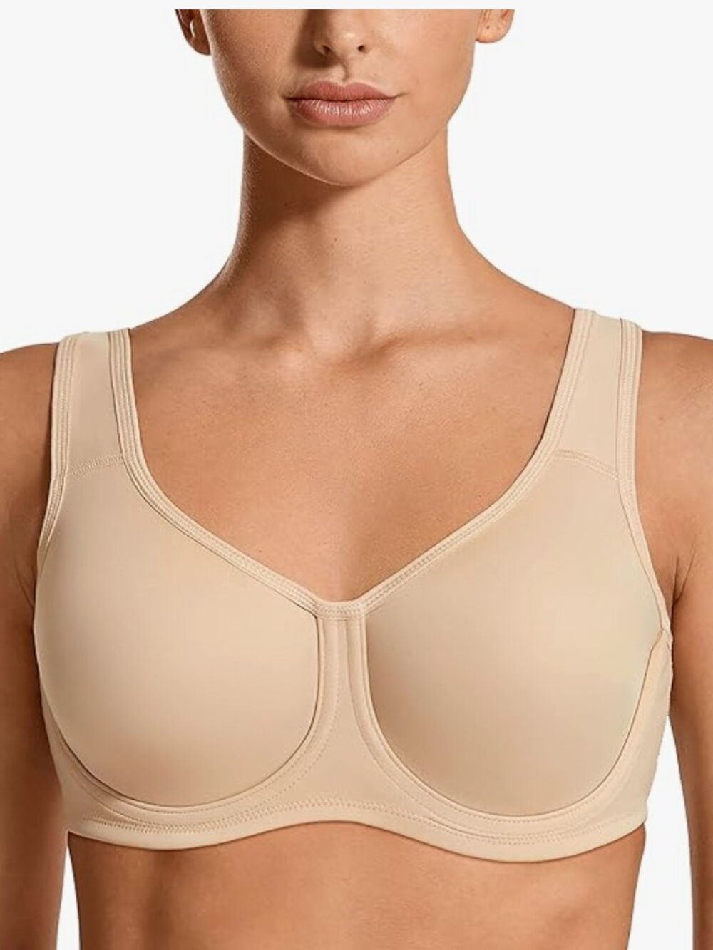 Syrokan A227 Women's Max Control Unpadded Underwire Sports Bra Beige 38G